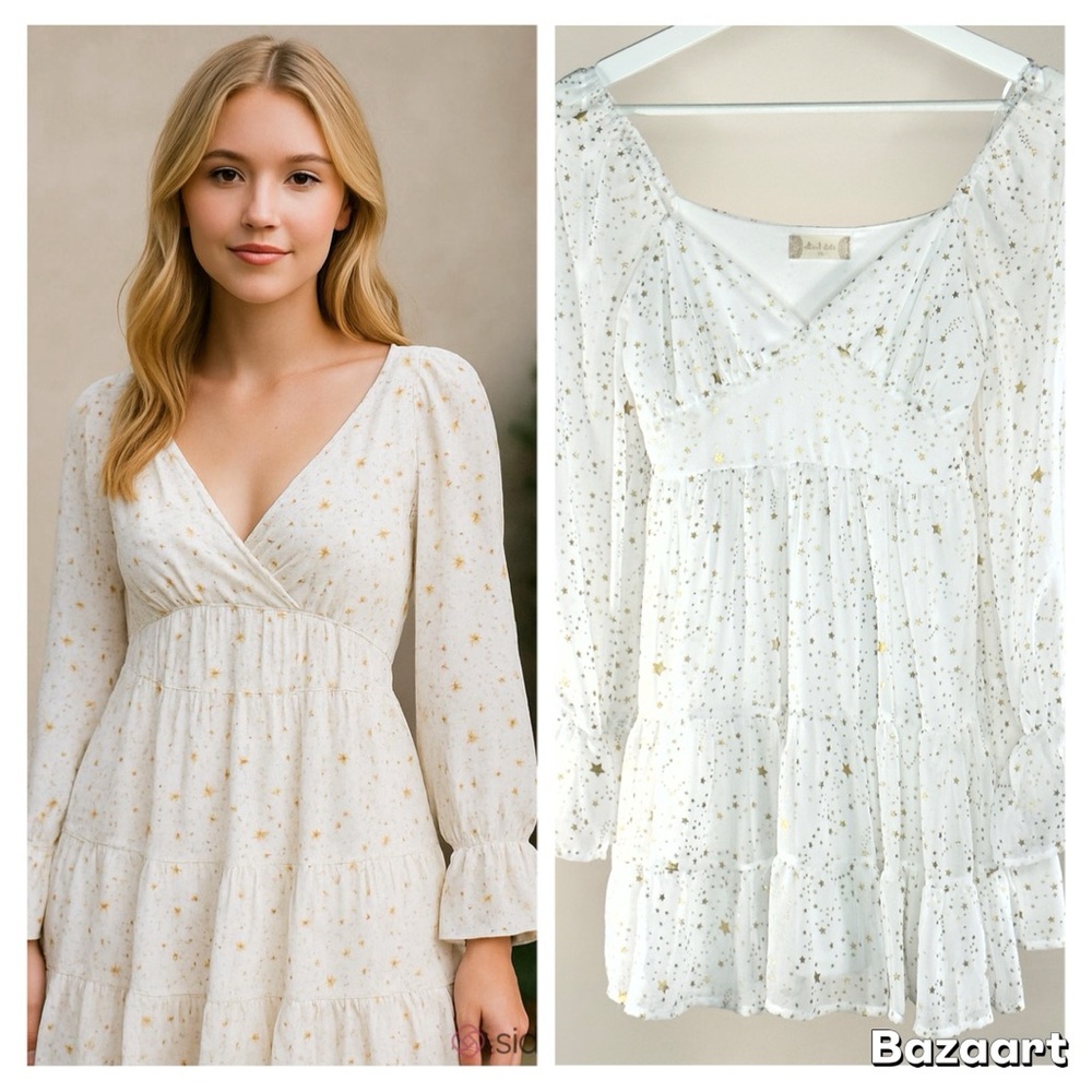 Altar’d State Gold Star Babydoll Dress Size XS